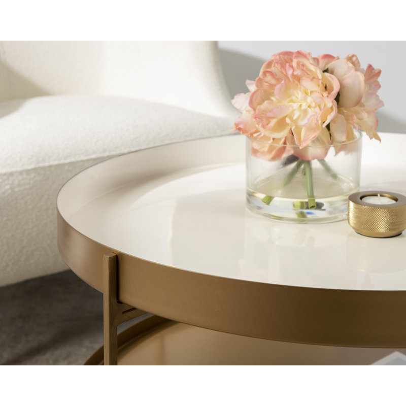 Single Coffee Table, White, Gold