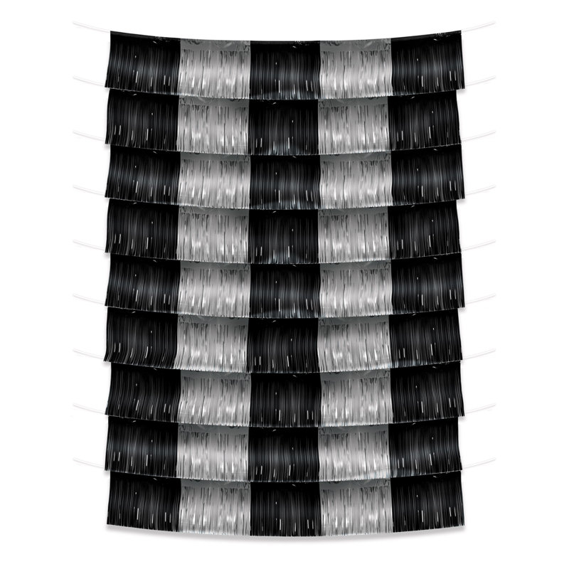 Guirlande métallique à franges, Noir / argent