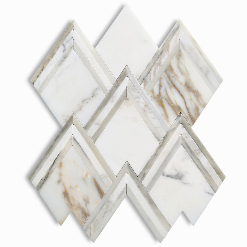 11 in. x 9 in. Marble Tile, White/Beige