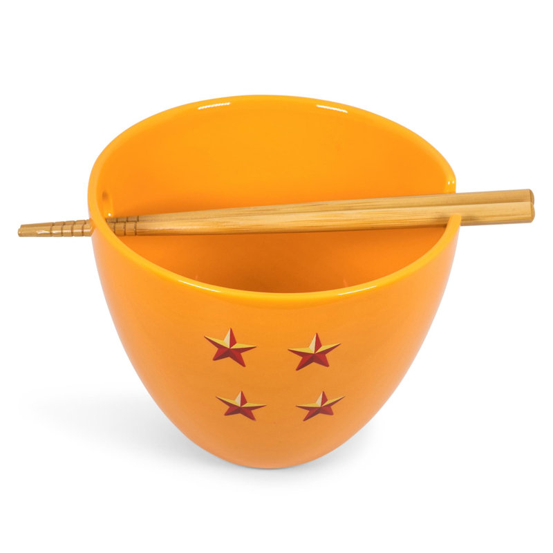 Ensemble de 4 bols et baguettes en céramique Dragon Ball Z | Assiette à 16 onces