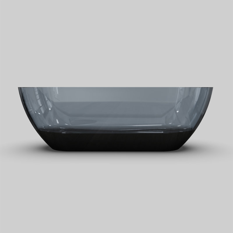 Baignoire de trempage autoportante 68,9 pouces noire translucide