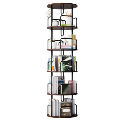 360 Revolving Book Shelf Organizer, 5 Tier Vertical Storage For Office, Stable Structure And Easy Assembly, +Iron
