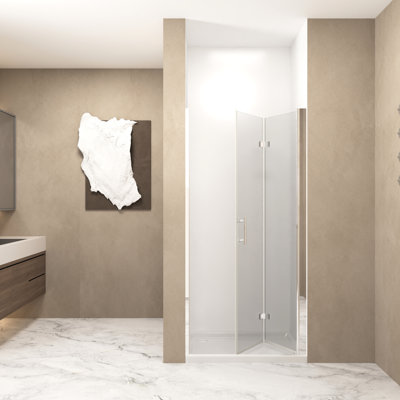 Porte de douche pliable 30 po x 72 po, verre trempé de 1/4 po de 6 mm, cadre en aluminium, film de protection, salle de bain sèche 31 - 30 po x 72 po, blocage de l'eau, finition