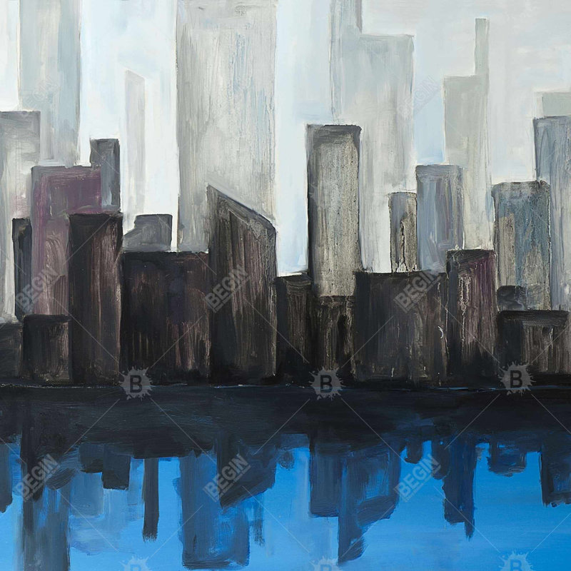 "Vue d'une ville bleue"