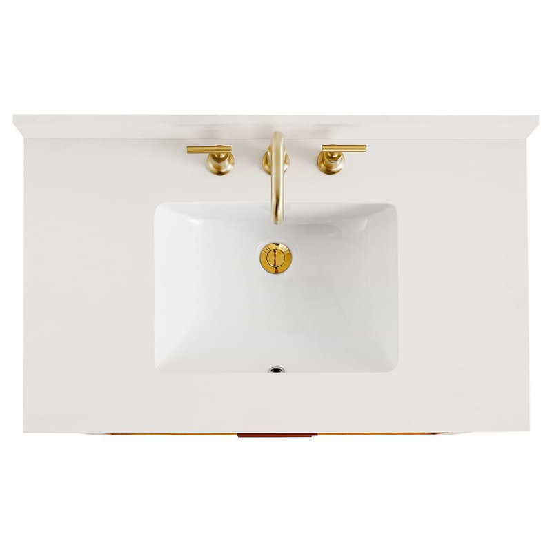 Dayton 36" Woodgrain Vanity With Pure Quartz Top And Ceramic Basin