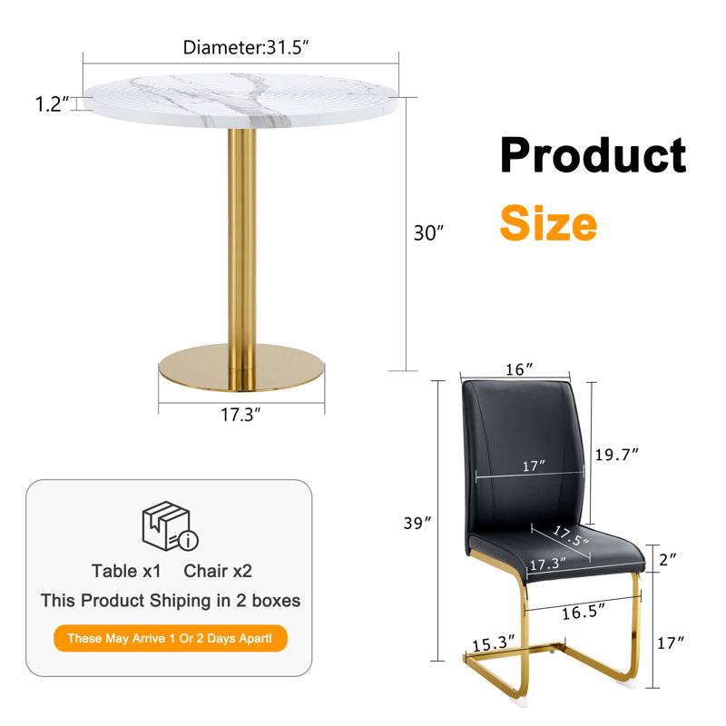 Round Pedestal Dining Set, Black, 3