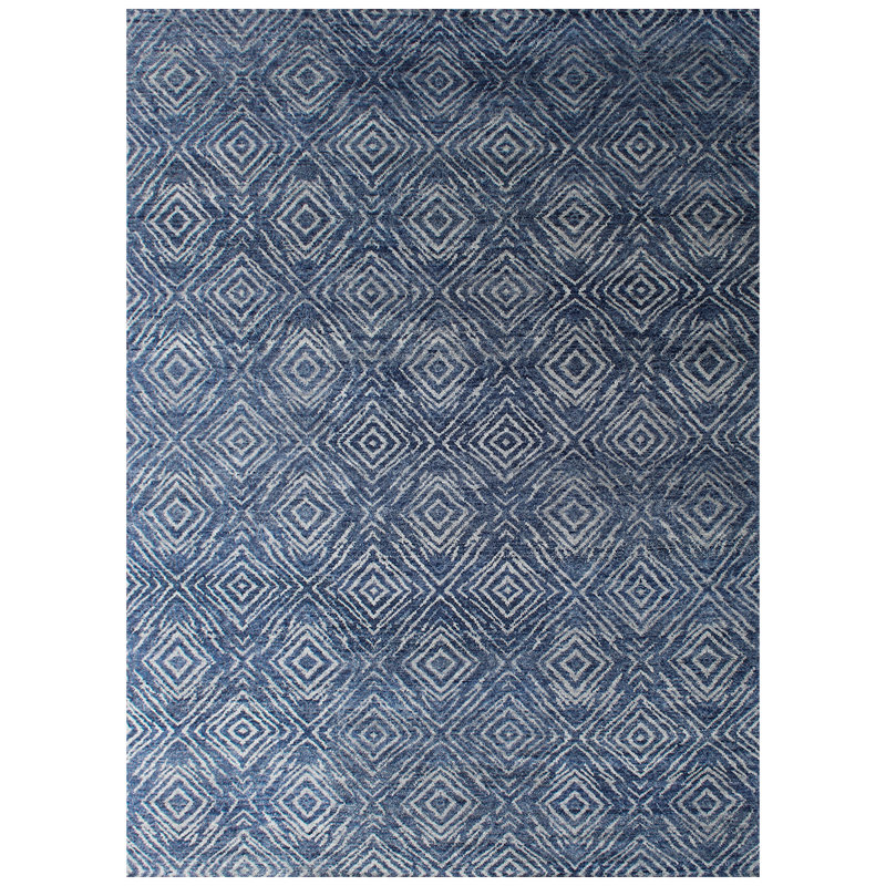 Tapis bleu marocain en laine noué à la main, Rectangle de 2 pi x 3 pi