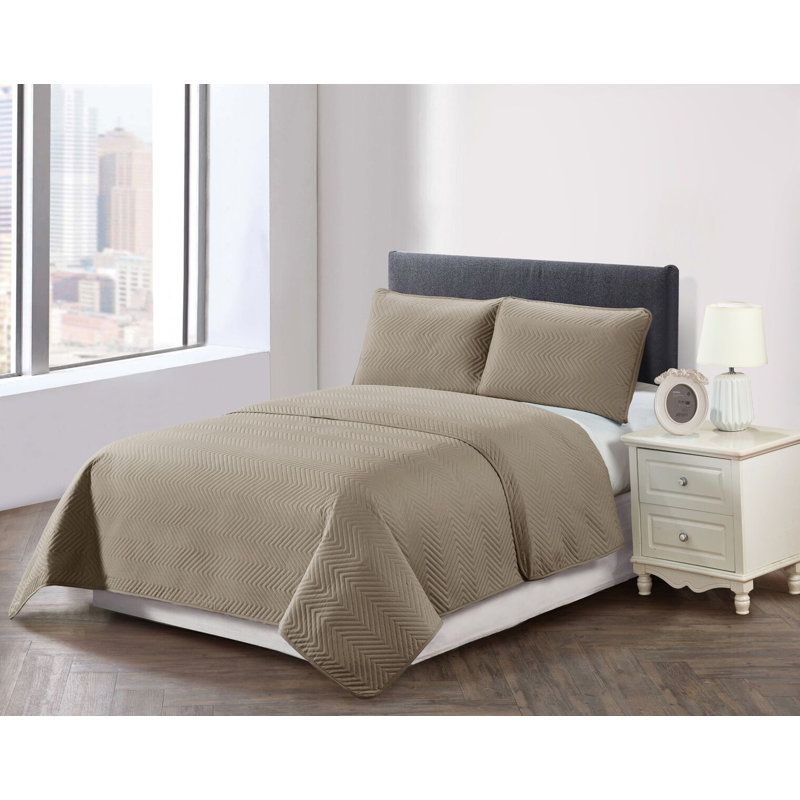 Ensemble de surfaces réversibles Wabbaseka, Courtepointe double / grand et 2 taies décoratives, Taupe