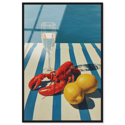 «Lobster and Lemons», impression murale encadrée par Art Remedy, cadre noir, 36 x 54