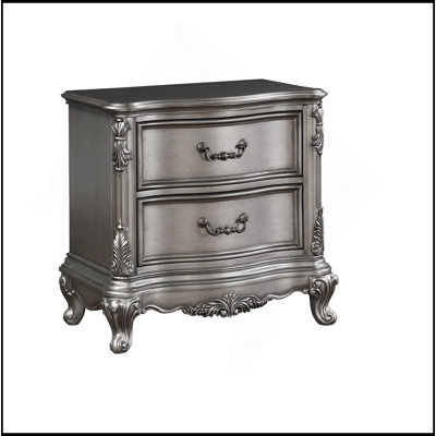Table de chevet antique à finition platine
