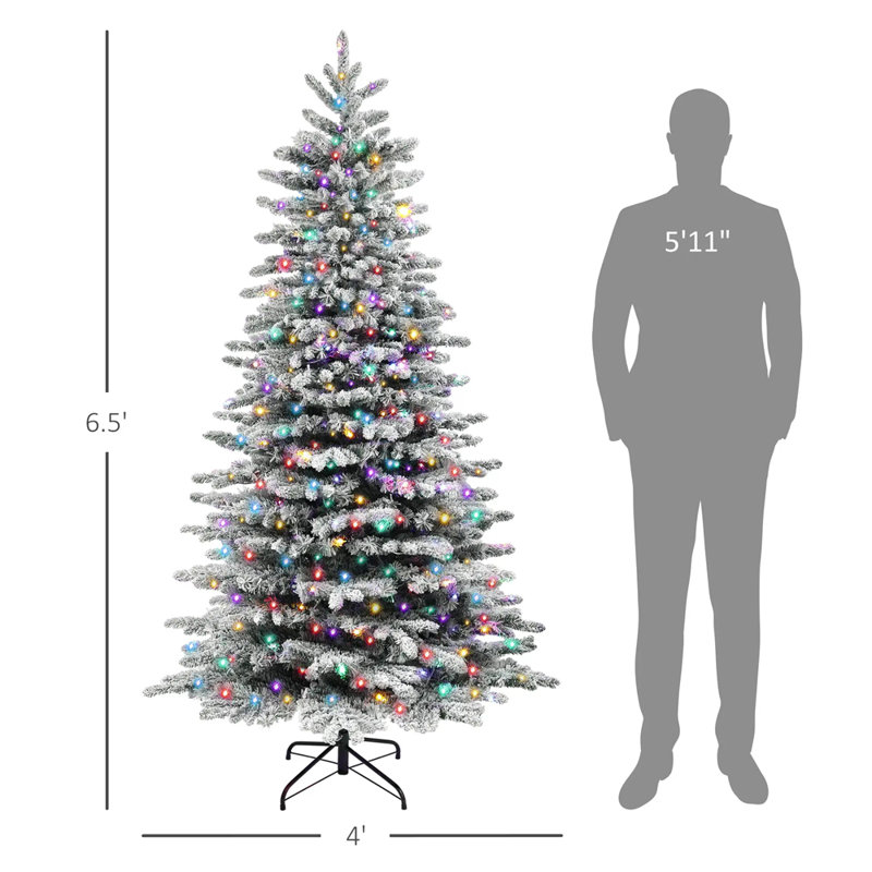 Arbre de Noël artificiel enneigé 6,5 pi, H 6,5 pi, Illuminée