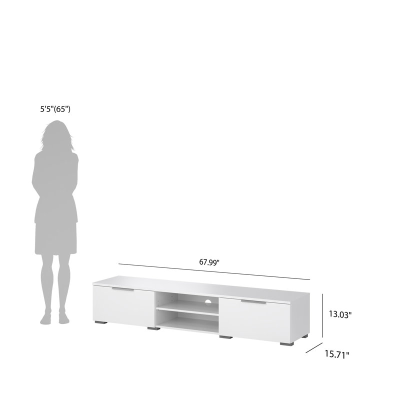Karlin 68 Inch Wide Media Console, White High Gloss