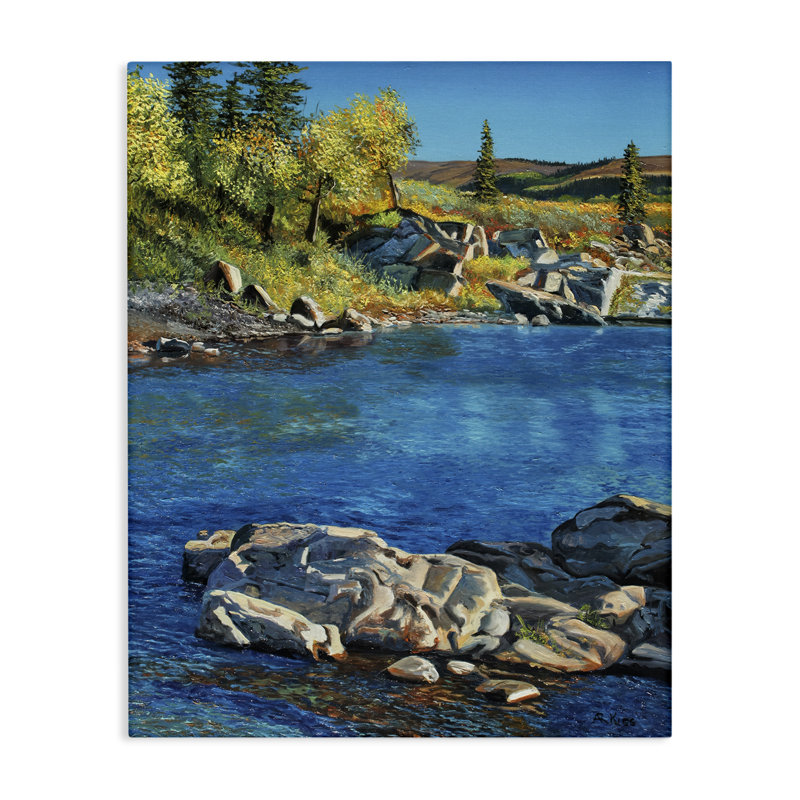 "Rocky River Landscape", art mural par Andrew Kiss, H 48 po x l 36 po