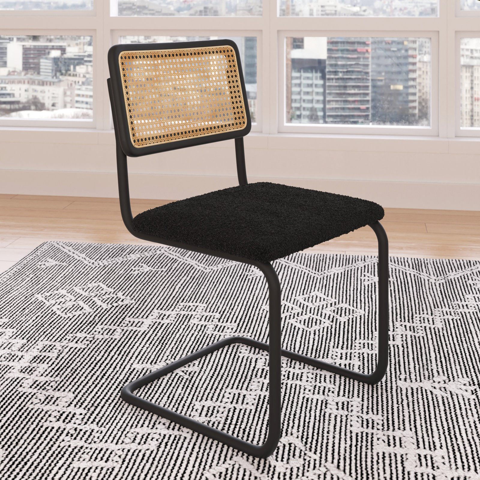 Walsh Boucle Side Chair, Black, Black