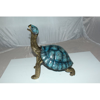 Turtle Bronze Sculpture with Patina - Calixta Durable Garden/Home Decor Statue, 14"L x 10"W x 15.5"H