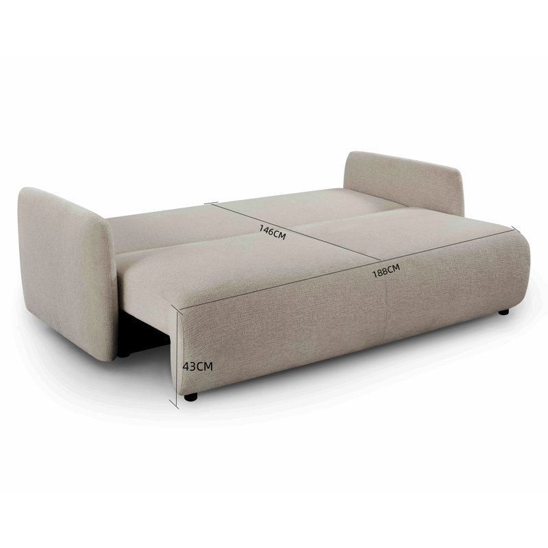 Noah 3 Seater Sofa Bed, Velvety - Black