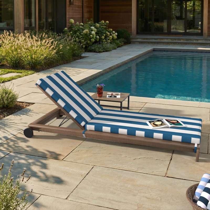 Sunbrella® Outdoor Chaise Cushion, 23" W x 75" D, Sunbrella® Cabana Regatta