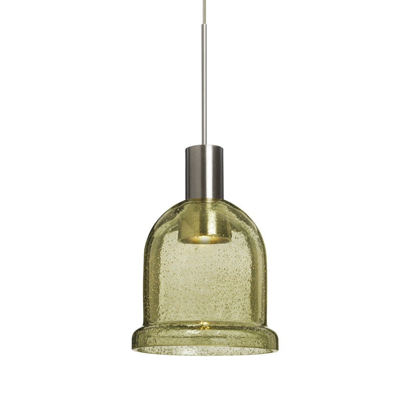 Hannah 1 - Light LED Single Pendant, Satin Nickel, Blue