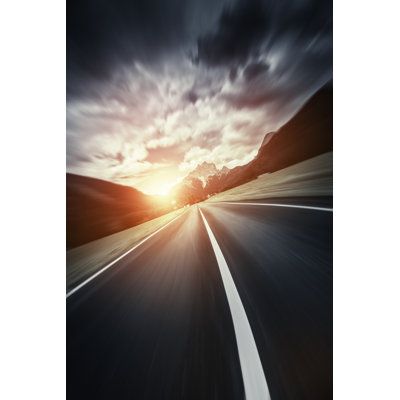Empty Road In Mountains At Sunset by Da-kuk - No Frame Art Prints on Canvas