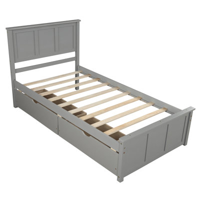 Platform Storage Bed, 2 Drawers With Wheels, Twin Size Frame -  Red Barrel StudioÂ®, AD4B07D785194BFA90348E4FD4514FC8