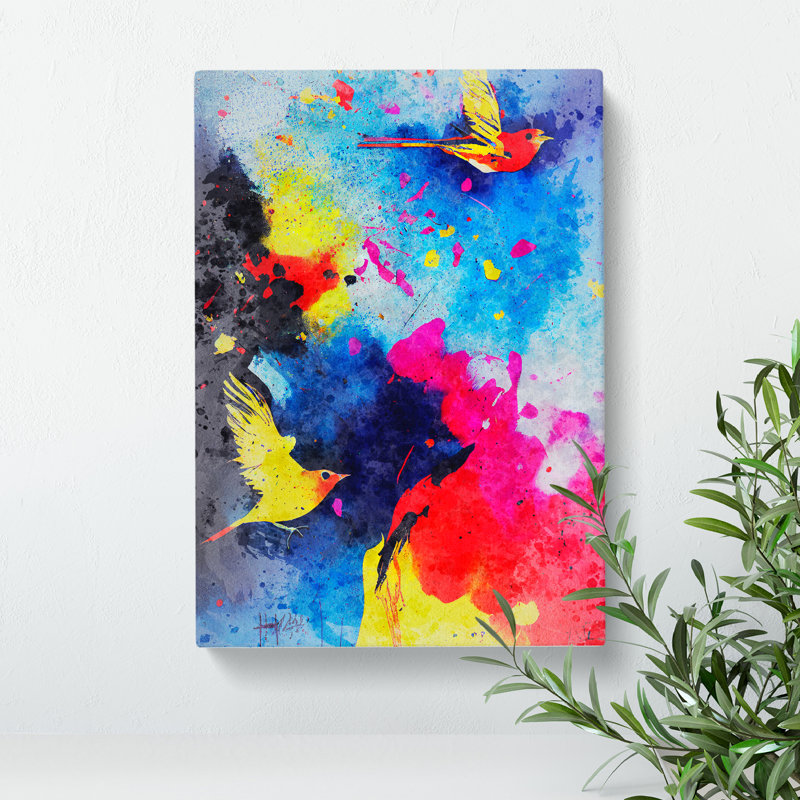 Bird Splash No.3 - Wall Art, Wrapped Canvas, 50cm H x 35cm W x 3cm D, No Matte