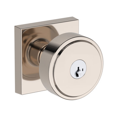 Vashon Keyed Entry Knob with Contemporary Square Rose in Polished Chrome
