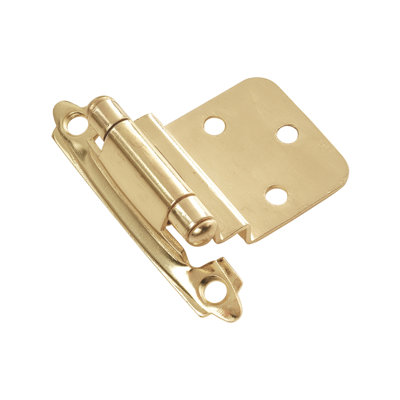 Surface Self-Closing Variable overlay, 3/8 Inch Inset Face Frame Self-Close - Polished Brass - Cabinet Door Hinges (Set of 12)