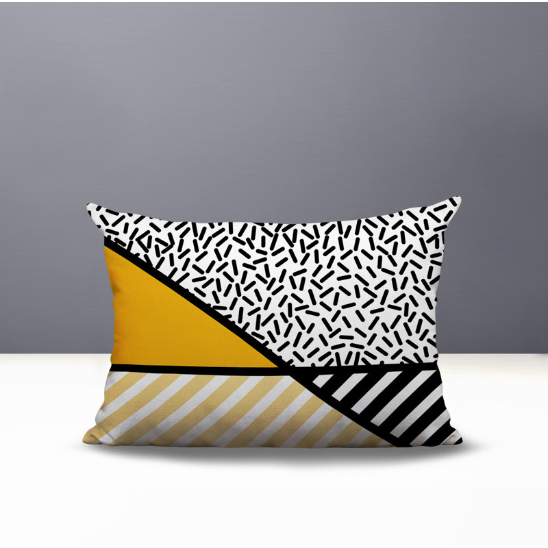 Oreiller rectangulaire intérieur / extérieur Shapira, Rectangulaire H 14 po x l 20 po, Jaune