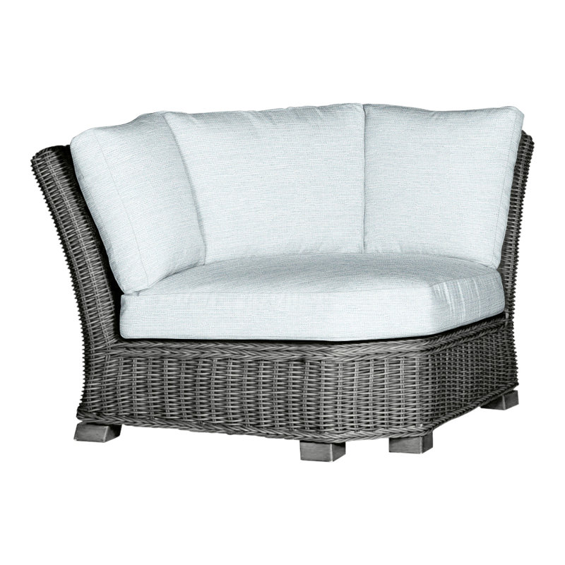 Rustic Woven Sectional Corner, Slate Gray, No Welt, Rollo Cream InsideOut® Linen