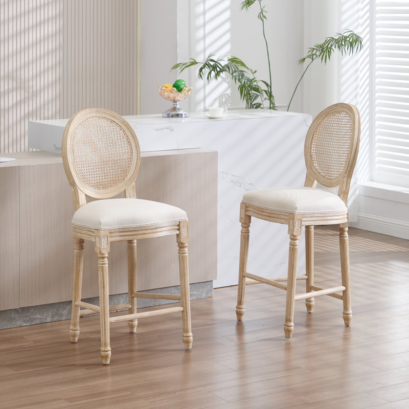 Ensemble de 2 chaises de bar 43,31 po de hauteur de style champêtre French Country
