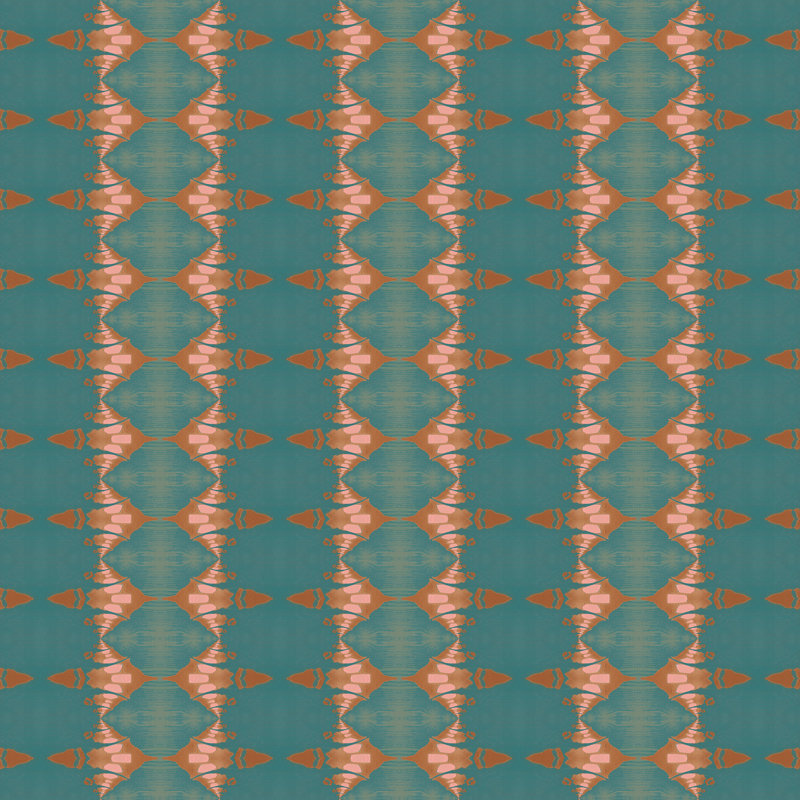 Evelyn | Abstract Ikat Stripe Wallpaper Double Roll, Blue/Brown/Pink/Teal
