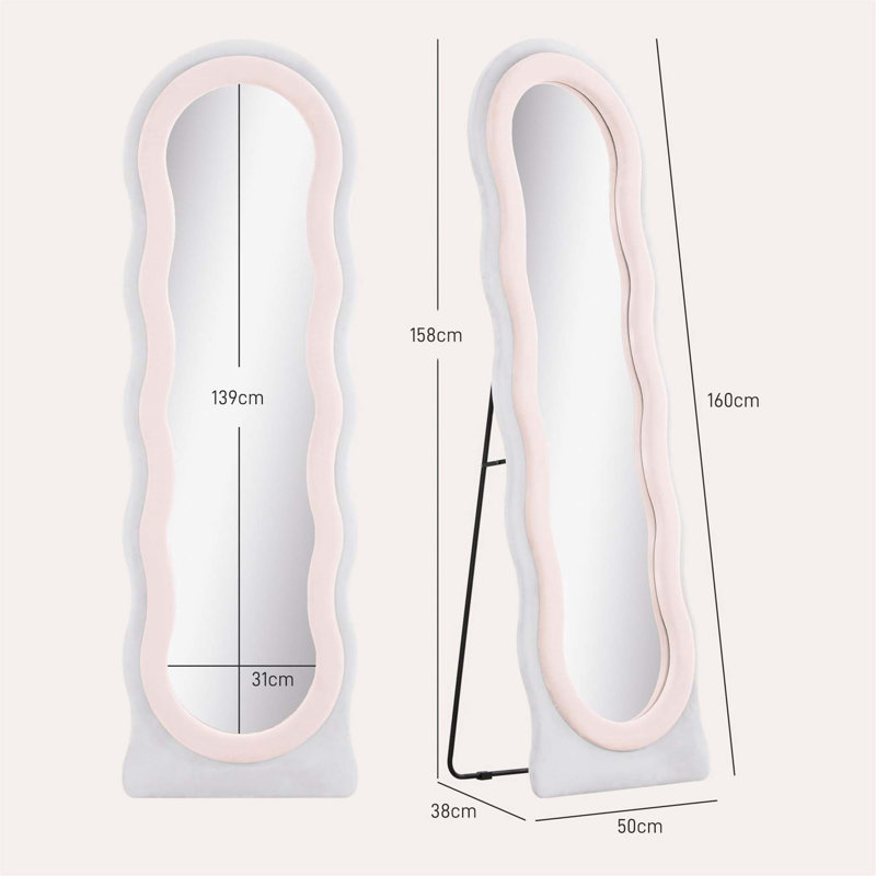 Demetrias Irregular Mirror, White/Pink
