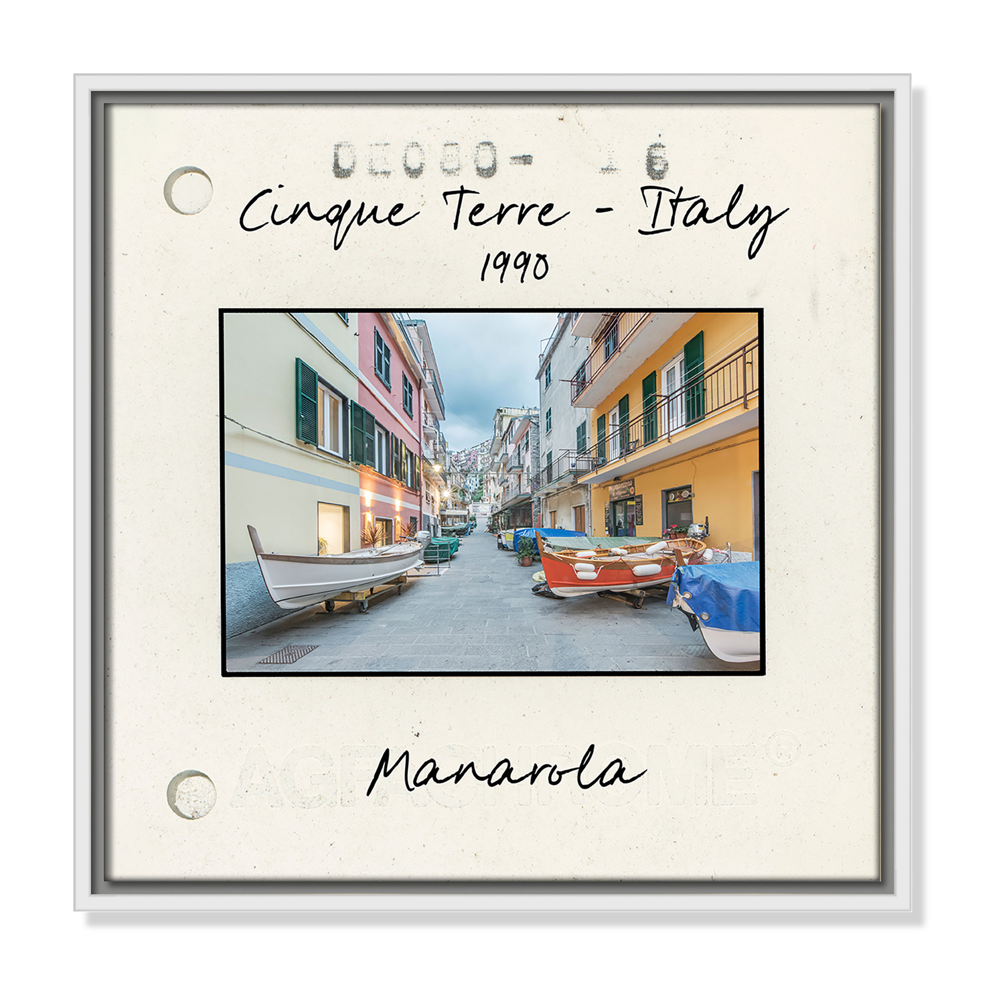Cinque Terre, Italy - Manarola Print by Danita Delmont, White Floater Framed Canvas, 17.5" H x 17.5" W x 2" D