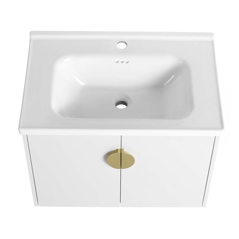 Meuble-lavabo à fermeture en douceur 28 po avec lavabo, pour petite salle de bain