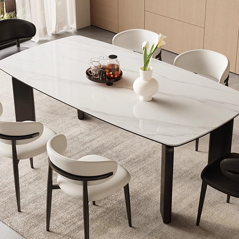 Simple rock board dining table and chair set, 29.52"H x 55.11"L x 31.49"W