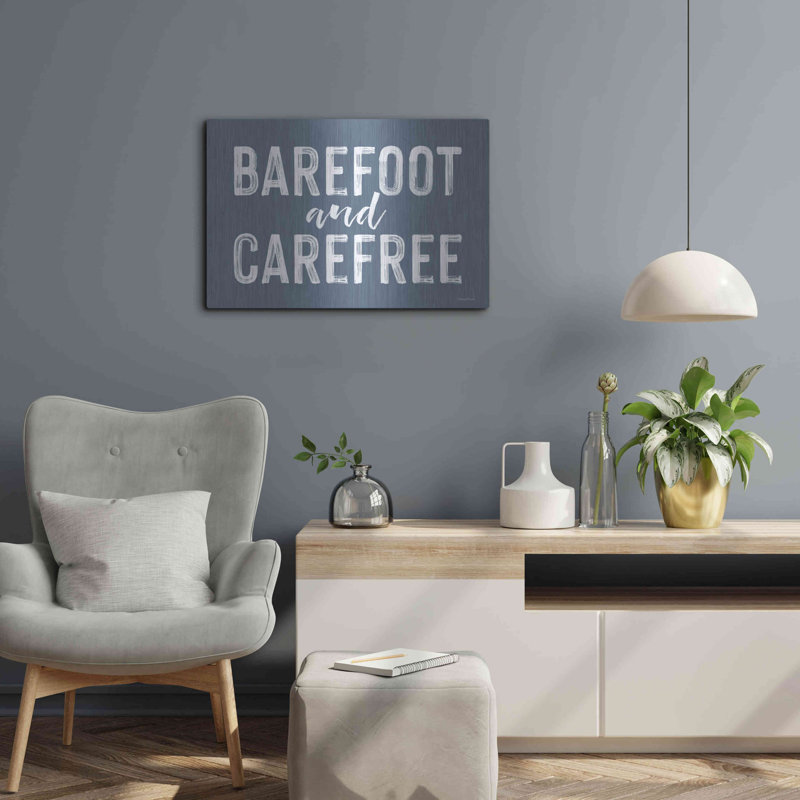 «Barefoot and Carefree» par Lettered & Lined, art mural en métal, H 16 po x l 24 po