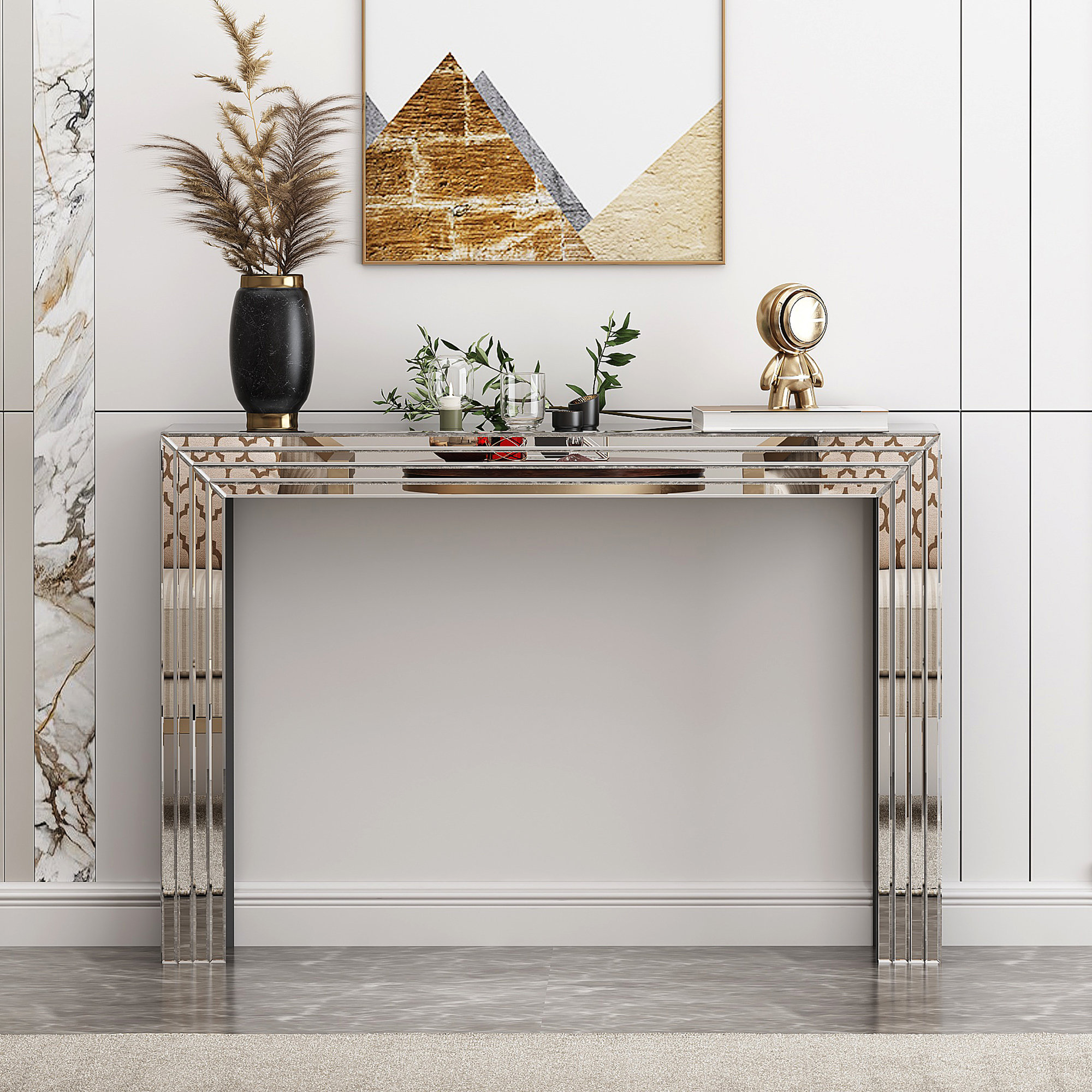 Everly Quinn Yolanta 47.24 Glass Top Console Table Reviews Wayfair