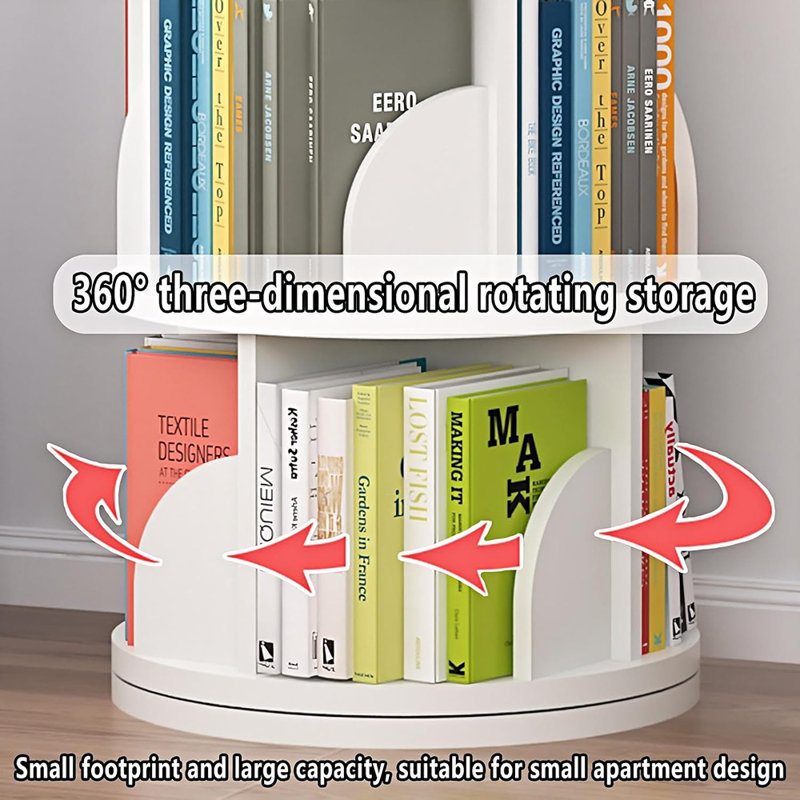 Ebern Designs Rotating Bookshelf Tower, Spinning Bookshelf With 360 ...