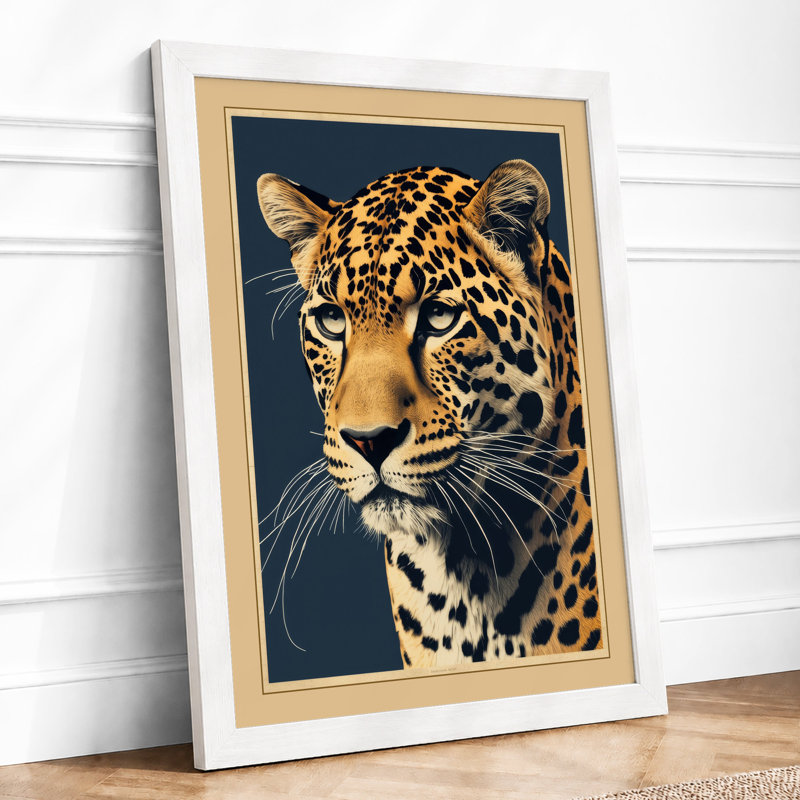 Leopard Profile Rustic - Framed Print, A1 - 84.1 x 59.4 cm, White