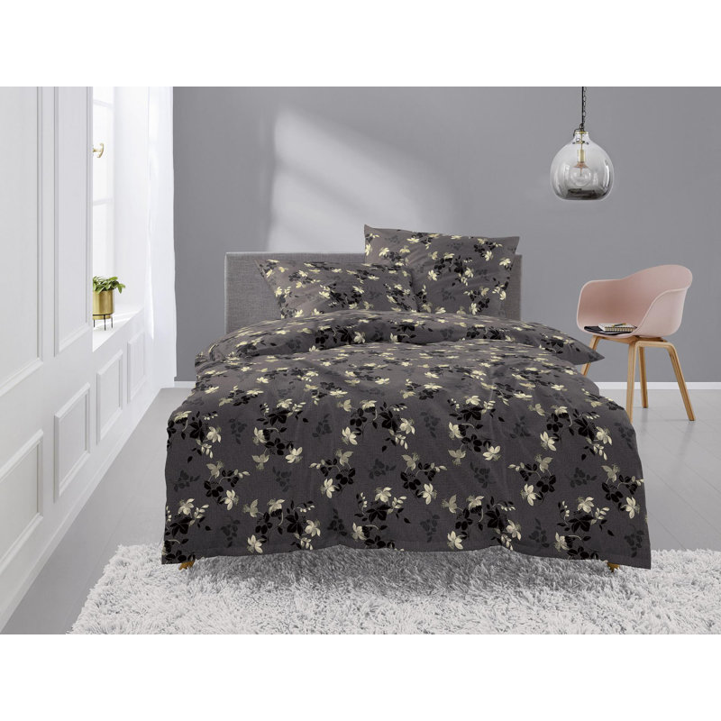 Elegant flannel bedding set alpaca 8398, 155 x 200cm - 1 Pillowcase ( 80 x 80cm), Grey