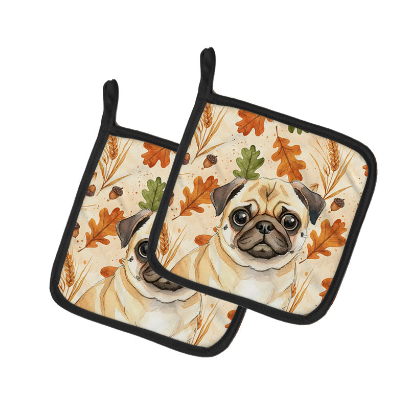 Paire de porte-casseroles Fawn Pug Heirloom Fall