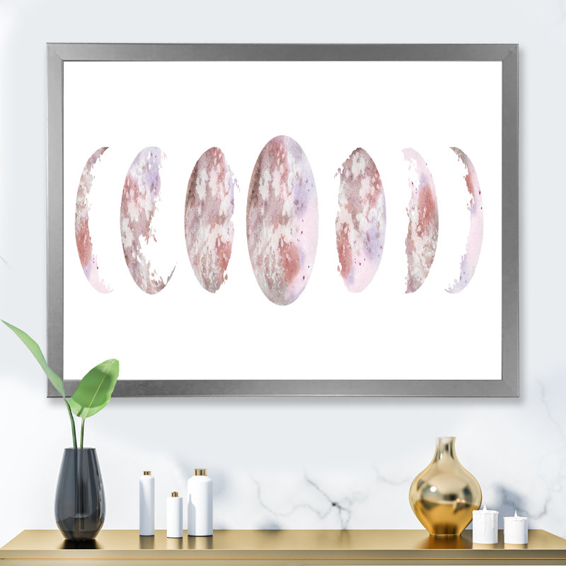 Phases de lune - Impression sur toile, H 30 po x l 40 po x 1,5 po, Cadre photo argenté