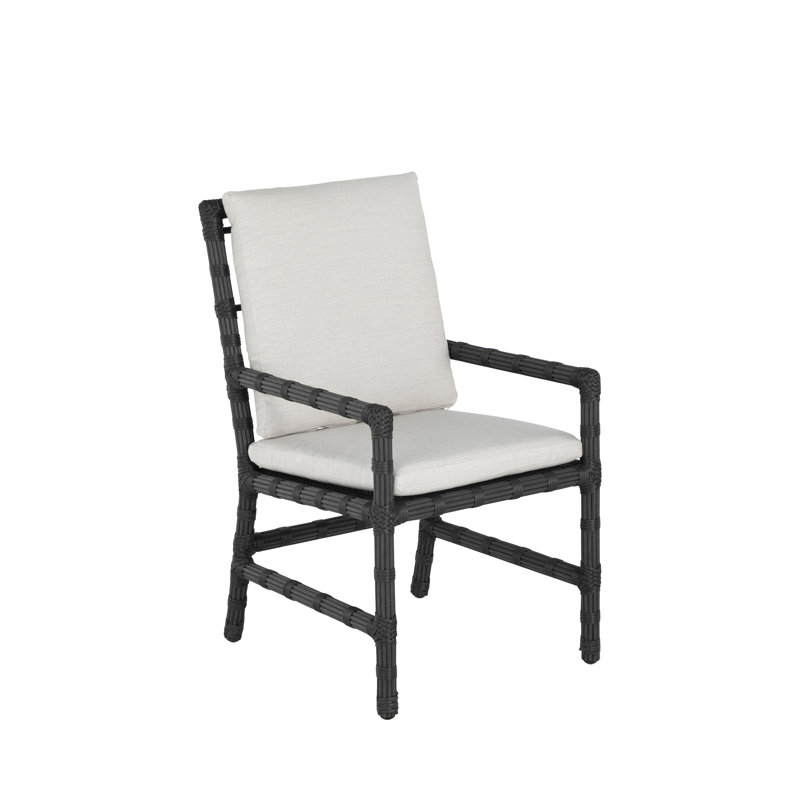 Newport Patio Dining Armchair with Cushions, Welt, Verona Silver, Onyx