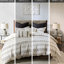 Housse de couette inspirée en coton à rayures horizontales gris anthracite avec taies décoratives assorties-121234456
