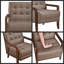 Élégante chaise d'appoint moderne en cuir orange avec détails capitonnés et finition en bois de noyer-1518738672