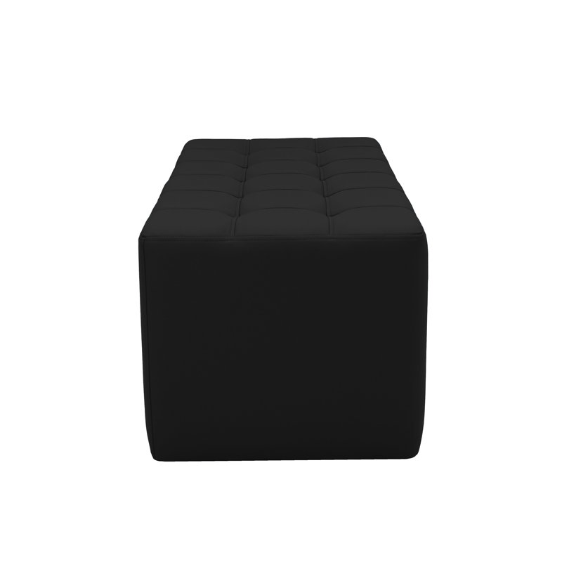 Faux Leather Ottoman, Black Faux Leather