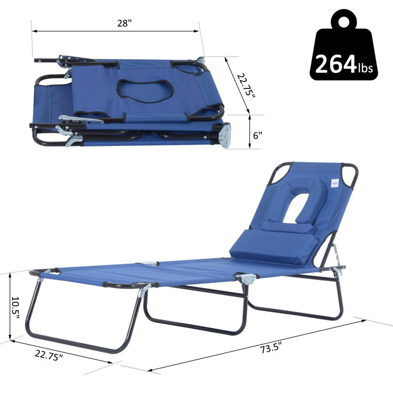 Chaise de plage inclinable Kianna, Bleu