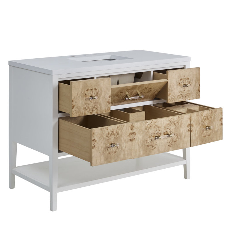 Ensemble de meuble-lavabo simple 48 po Olena, 8 po, White Zeus 