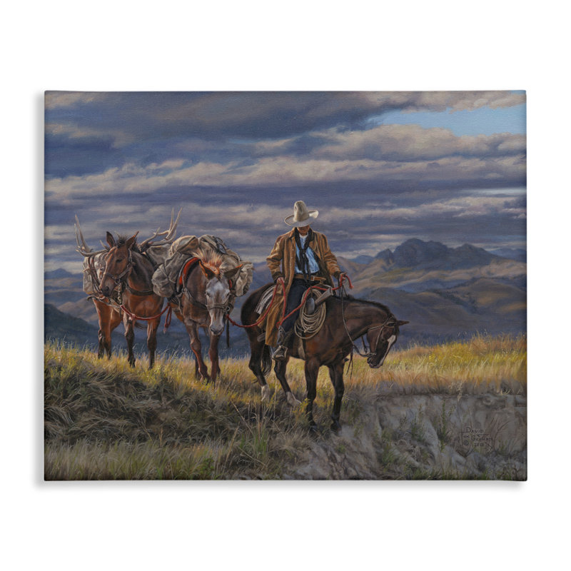 Art mural sur toile «Saancering Cowboy & Horses» par David Graham, H 16 po x l 20 po