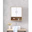 Armoire murale de salle de bain avec porte double, tablette inférieure, portes à motif ondulé, tablette intérieure réglable, installation facile, bois blanc et naturel